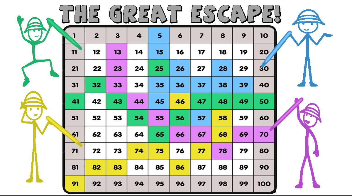 The Great Escape! Multiplication, division, prime numbers (print, Google slides)