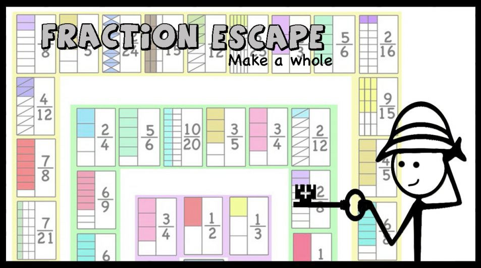 Fraction Escape game -complete one whole, equivalent fractions (+google slides version)