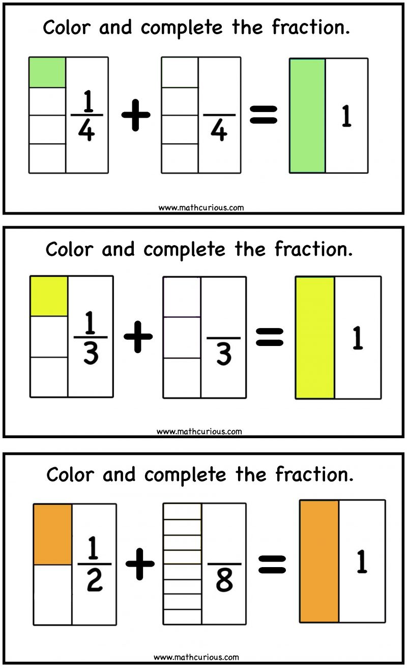 Fractions Activity Cards – equivalence, compare, complete one, addition ...