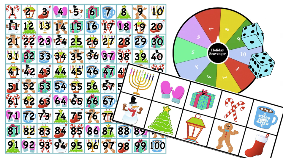 Holiday Scavenger Hunt Games – Addition/Subtraction/Place Value 1-100