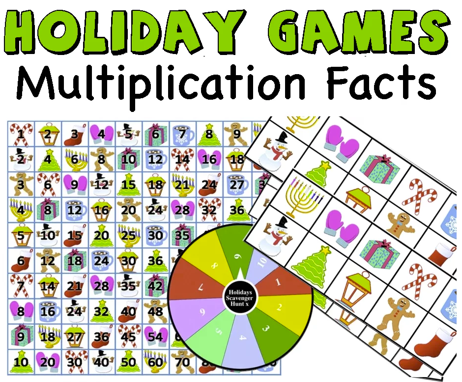Holidays Scavenger Hunt Game Multiplication facts