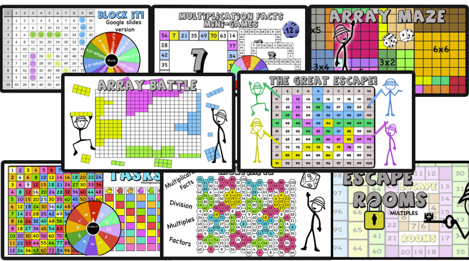 Multiplication and division games, print and digital