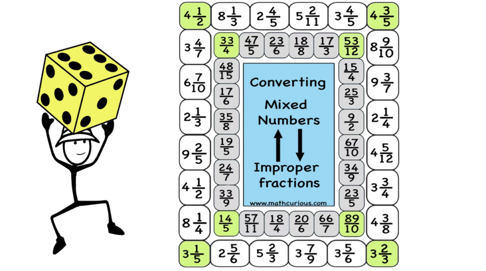 Converting Improper fractions to Mixed Numbers – Games
